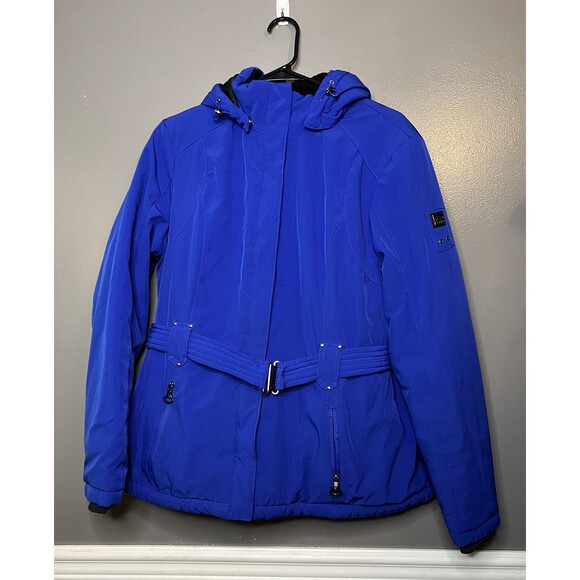 ZeroXposur BLK Jacket Womens XL Blue Hooded Belted Winter Coat Performance Gear - Picture 1 of 11
